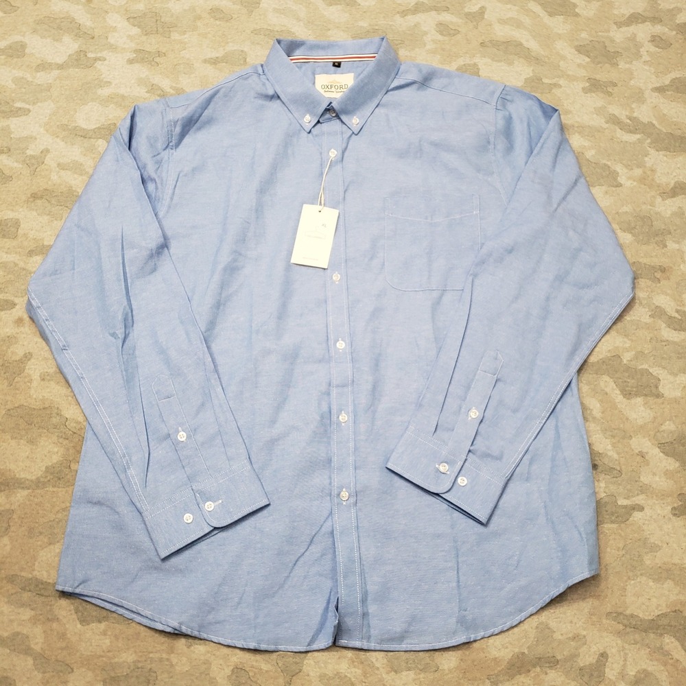 Oxford Gentlemans Wardrobe Shirt Mens XL Blue Long Sleeve Button-Up NWT
